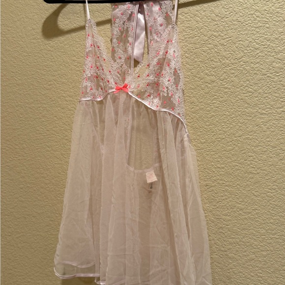 Victoria's Secret Sleepwear Women's Pink Mesh Babydoll Teddy Lace Nightie SzS - Picture 5 of 9